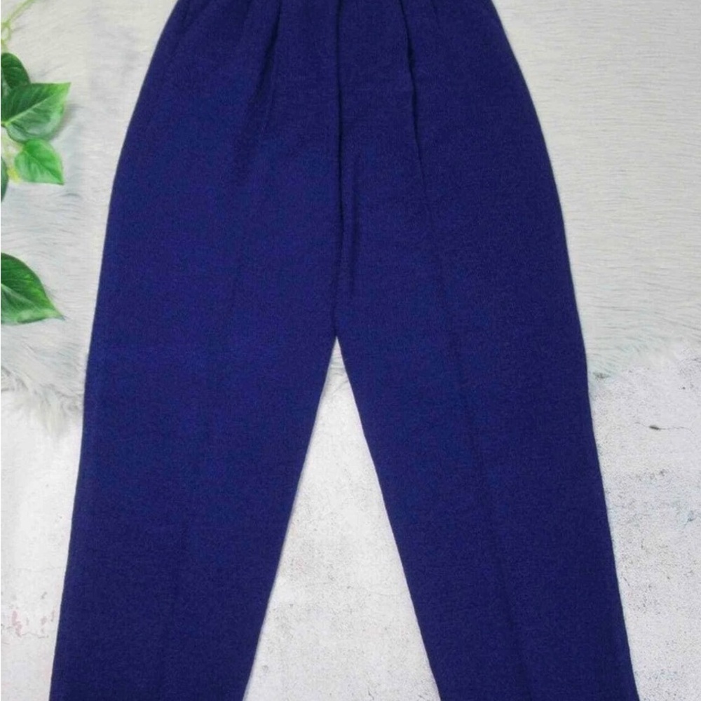 St. John Sportswear Royal Blue Pleated Knit High Waisted Pants Women’s 10